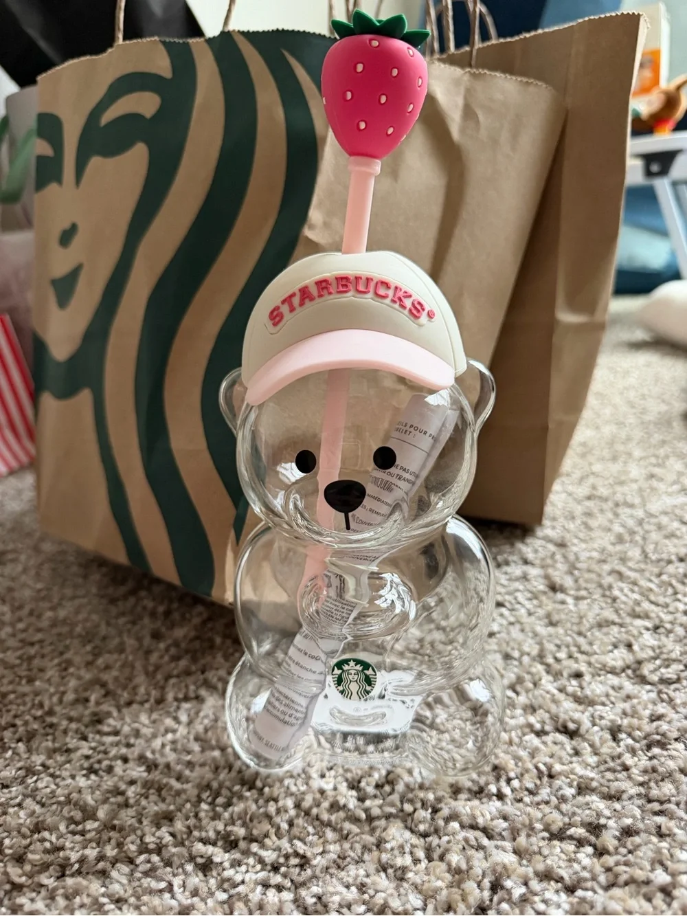 AUTHENTIC 2026 Starbucks Bearista Bear Cup Strawberry Pink Baseball Hat NEW